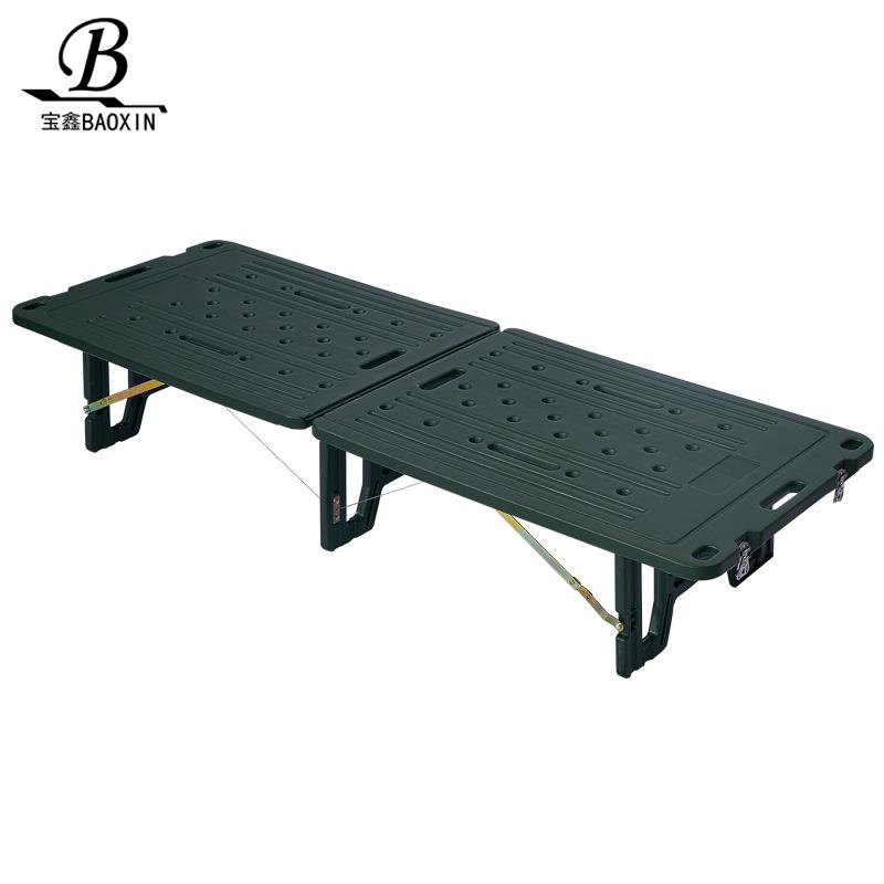 HDPE吹塑行军床野练两折床全塑床户外野营便携折叠床公寓床新材料