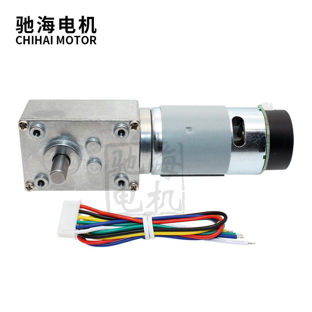 驰海电机4058-555涡轮蜗杆微型直流齿轮霍尔编码器减速电机