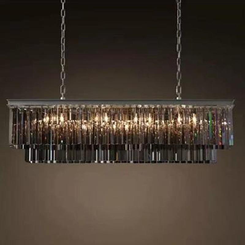 后现代轻奢客厅北欧餐厅吧台设计师工程创意美式样板房水晶吊灯具