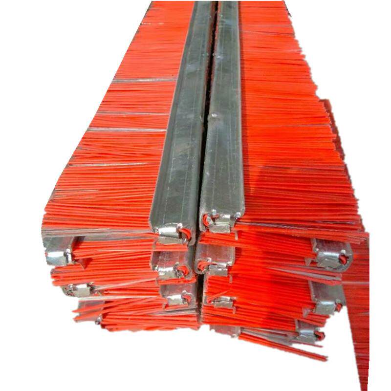 铁底座免烧砖机条刷红色铁皮砖机毛刷条工业清洁耐磨钢带钢丝刷子