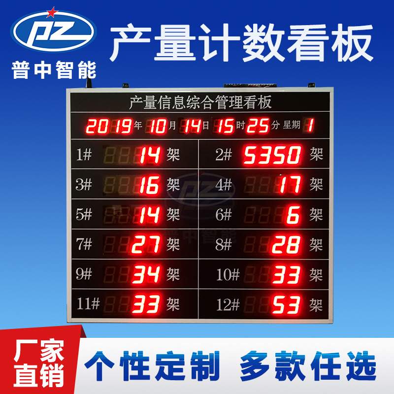 普中智能车间生产看板产量综合管理流水线计数电子led屏产量管理