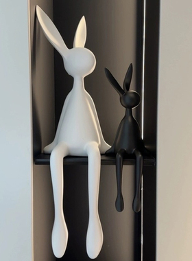 创意卡通坐姿兔子玄关电视柜小众高级感客厅装饰品轻奢高档摆件