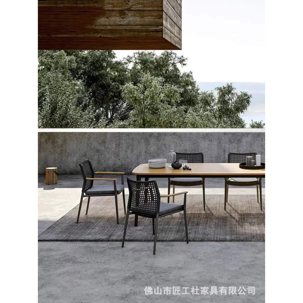 户外藤编桌椅防水防晒露天休闲花园庭院阳台室外餐厅柚木藤椅组合