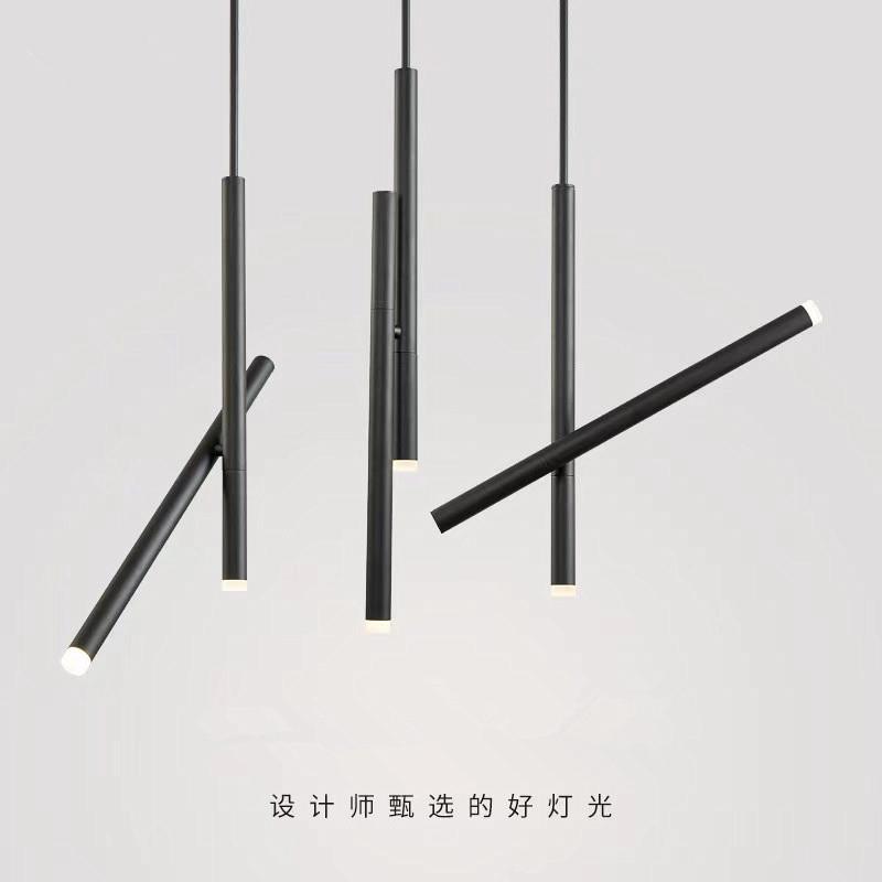 长筒吧台小吊灯极简现代个性设计师餐厅黑色圆柱形led吊灯