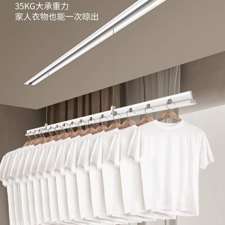 隐形电动晾衣架暗隐藏阳台嵌入式遥控升降智能家用一线天晾衣单杆