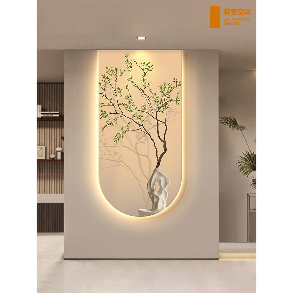北欧入户入门玄关装饰画小清新绿植走廊过道挂画艺术客厅发光壁画