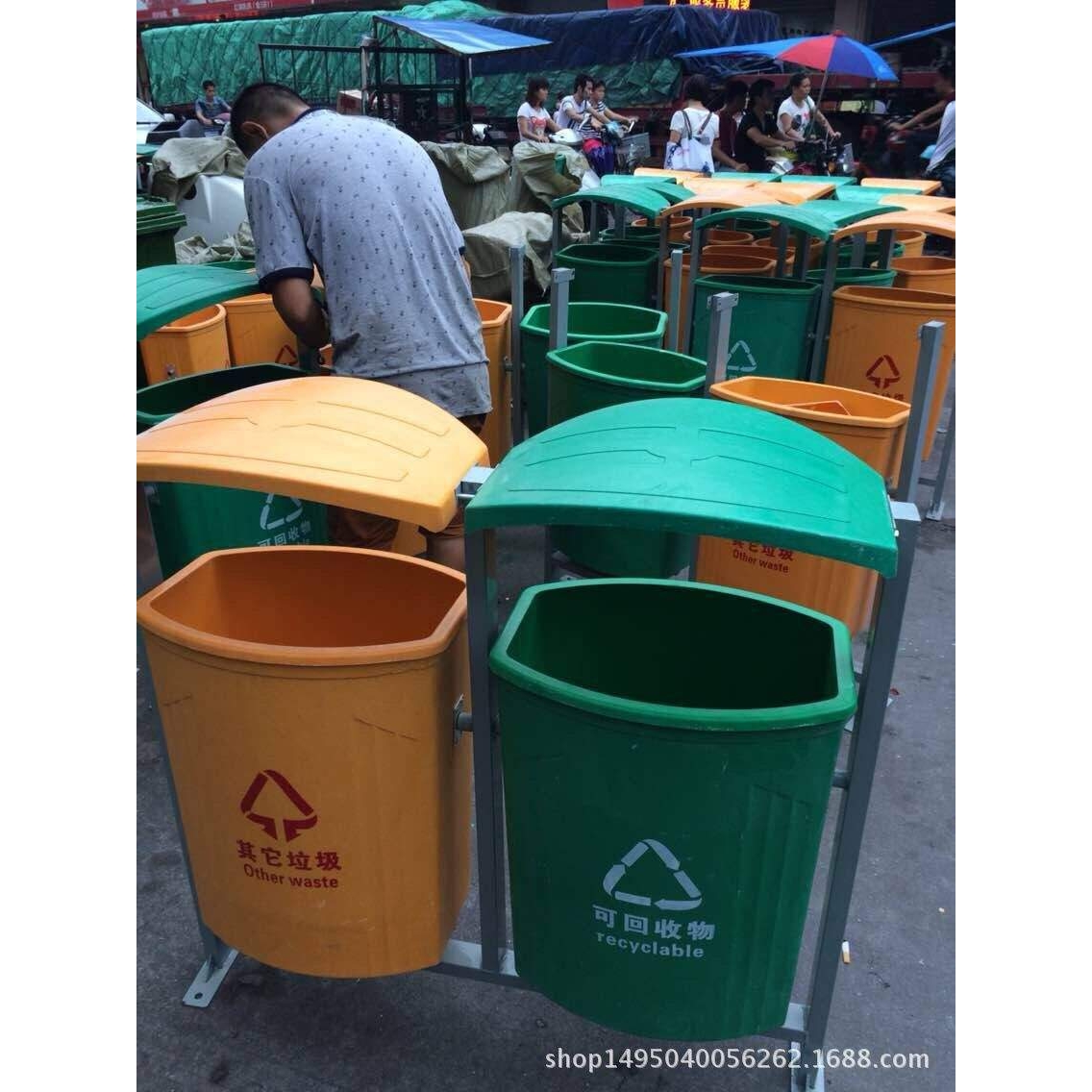 方形户外垃圾桶 环保分类垃圾桶 玻璃钢环卫模压果皮收纳直销
