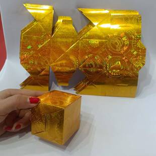 白卡手工镭射折纸金色方锭7厘米方宝正方形手工折纸材料镭射方宝