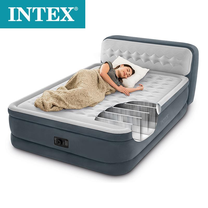INTEX64448靠背气垫床内置电泵充气床垫家用双人折叠便携床午休床