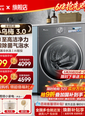 小天鹅小乌梅3.0洗衣机滚筒全自动家用12/10kg大容量洗烘干一体