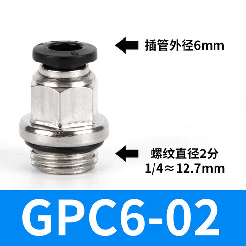 气动快速接头G螺纹直通快插GPC8-02带密封圈气管快插10只装