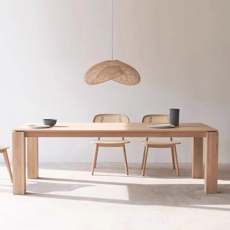 北欧白蜡木餐桌家用茶桌实木大板工作台现代极简办公书桌餐厅饭桌