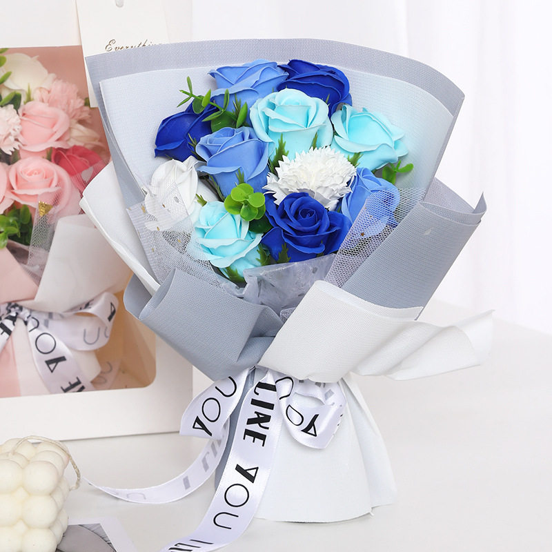 11朵香皂花玫瑰花束康乃馨教师节礼物情人节礼物仿真花母亲节礼物