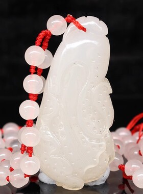 天然53*26*17mm 46g玉石项链 桂林鸡血玉石吊坠上朗冰种白菜配饰