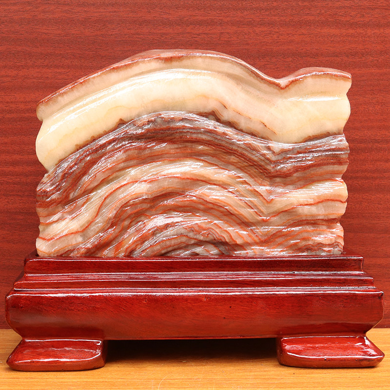 天然石材奇石摆件猪肉石24*21*9cm7489g五花肉桌面雕刻石摆件