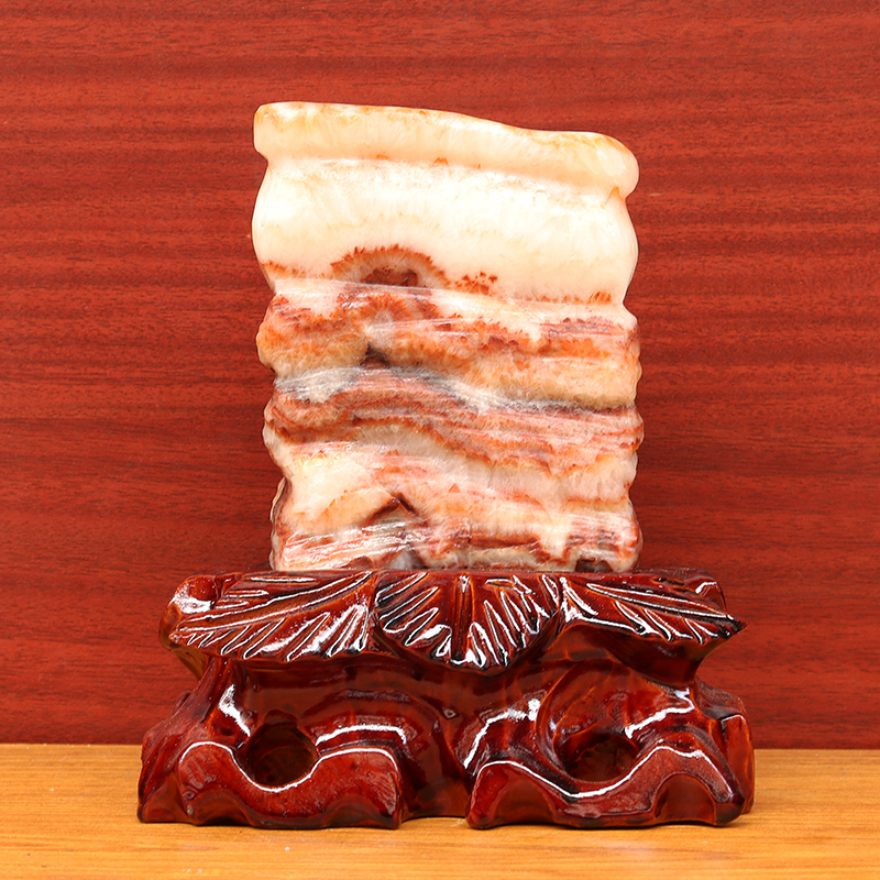 天然石材奇石摆件猪肉石13*16*8cm2550g五花肉桌面装饰雕刻石摆件
