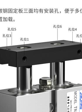 气动双轴小型气缸双杆TN25/32*40x10x20x30x40x50x60x75x80x100-S