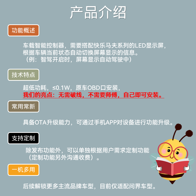 问界车载联动屏M5M7自动驾驶神器快乐马夫LED屏幕智驾后窗显示