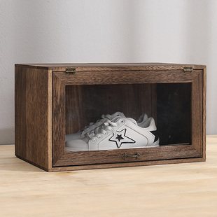 实木收纳盒鞋 柜防尘透明化妆品厨房器皿置物架放门口 盒家用放球鞋