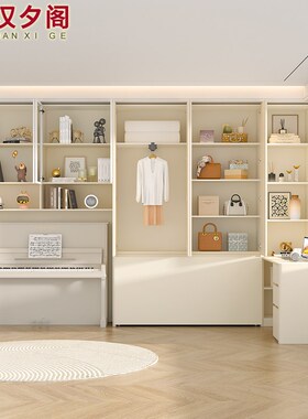 奶油风折叠床便携款转角书桌书柜一体钢琴柜衣柜组合家用卧室CH31