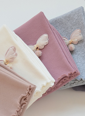 女童打底裤春秋薄款白色外穿儿童女黑色秋季纯棉灰色宝宝九分裤