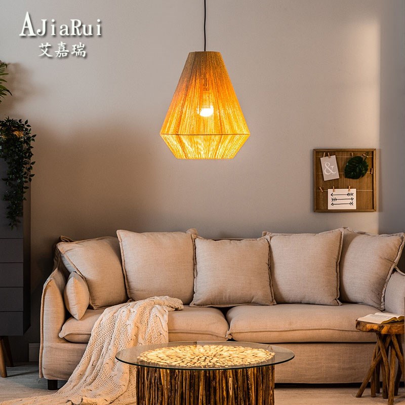 日式复古简约民宿过道咖啡厅吧台创意麻绳艺术个性餐厅装饰吊灯