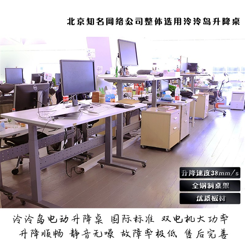 泠泠岛电动升降桌站立办公桌电脑台式桌升降书桌移动桌