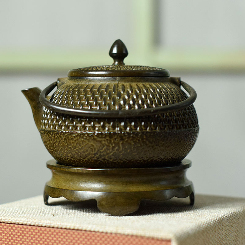 黄铜壶摆件做旧复古精品小壶摆件茶桌小摆件酒壶手把壶收藏老物件