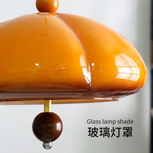 原木奶油风复古南瓜吊灯岛台飘窗餐厅灯民宿中古新款护眼中山灯具