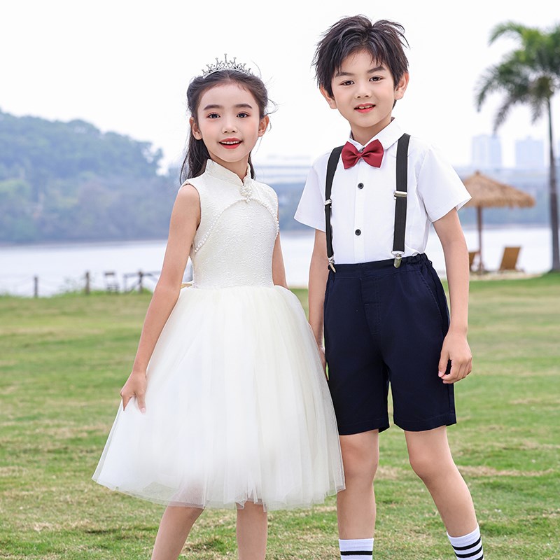 六一儿童合唱演出服女童中国风礼服小学生大合唱表演古筝舞蹈纱裙