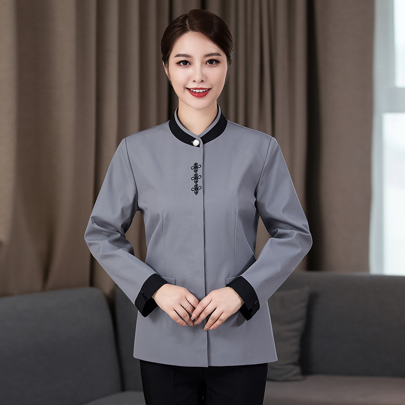 保洁工作服长袖女酒店宾馆客房清洁员秋冬装家政物业阿姨加厚制服