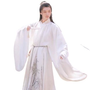 汉服男交领明制汉服古风长袖圆领袍绣花飘逸书生男女民族情侣套装