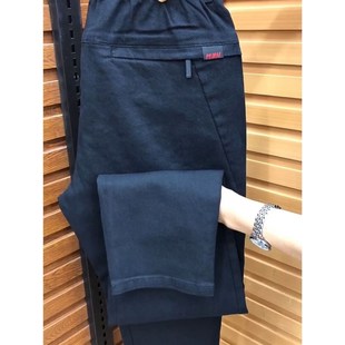 休闲裤 老爹裤 直筒弹力牛仔裤 水洗长裤 春秋季 宽松中年小直角裤 男士