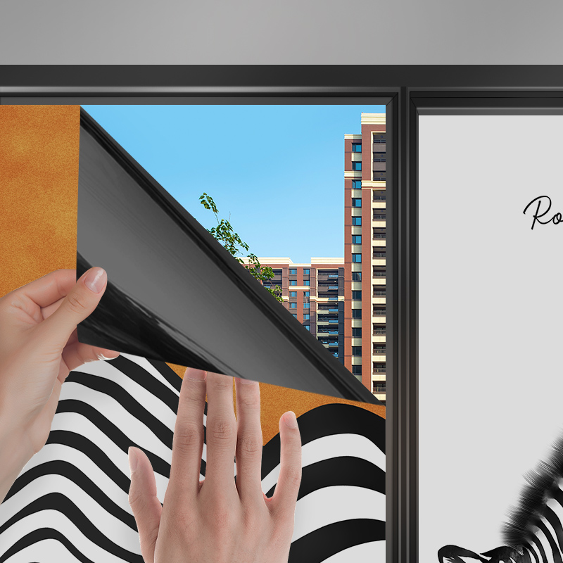 洗漱间窗贴遮挡帘全遮光黑色磨砂玻璃防窥膜洗手间窗户贴纸防走光