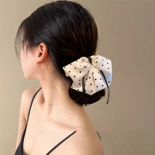 黑白时尚波点蝴蝶结高马尾夹女高级感小众闪钻盘发器发抓发饰女夏