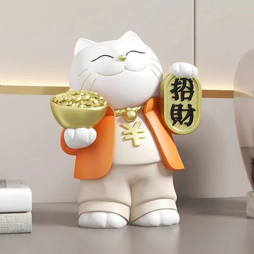 招财猫大摆件家居客厅玄关酒柜装饰品收银台店铺开业乔迁新居礼物