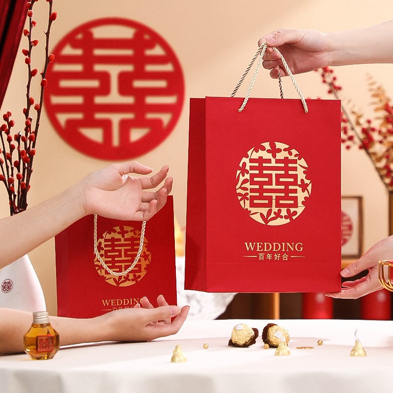 2023新款结婚手提袋婚礼回礼袋手拎喜糖袋子中式礼品袋伴手礼袋大