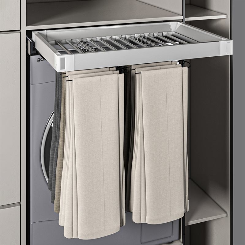 隐形挂衣杆洗衣机晾衣架柜内衣橱顶装纵向竖向抽拉伸缩衣架杆柜子