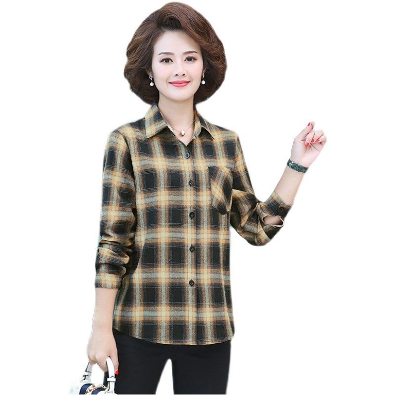 中年女装上衣妈妈装衬衫格子衫休闲中老年人外套百搭2022年春秋款,女装/女士精品,中老年女装,淘宝优惠券,粉丝福利购,淘宝优惠卷