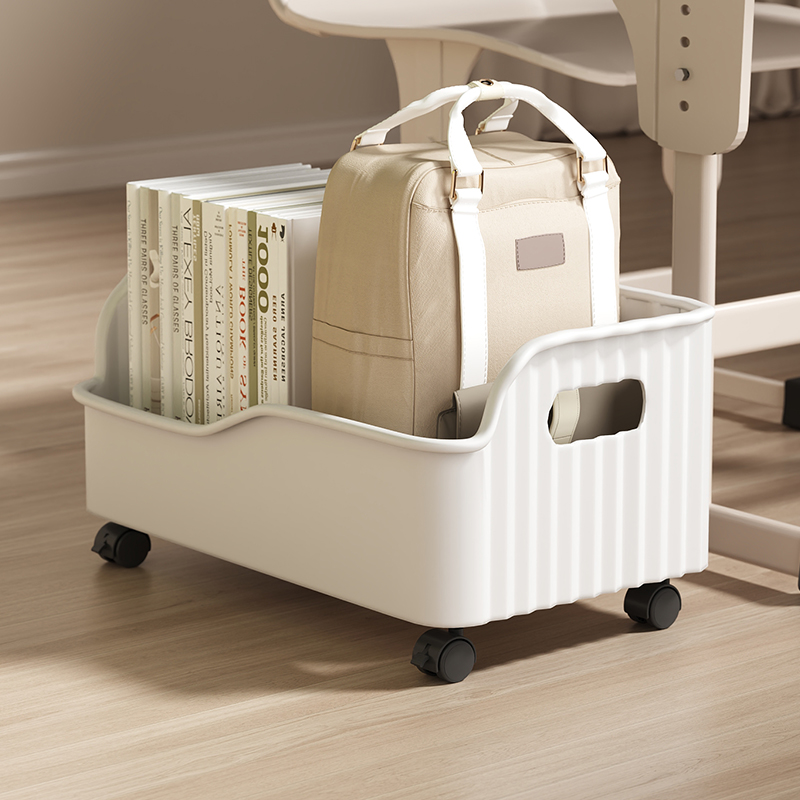 桌下书包置物架书架收纳柜办公室教室学生落地移动带轮储物小推车