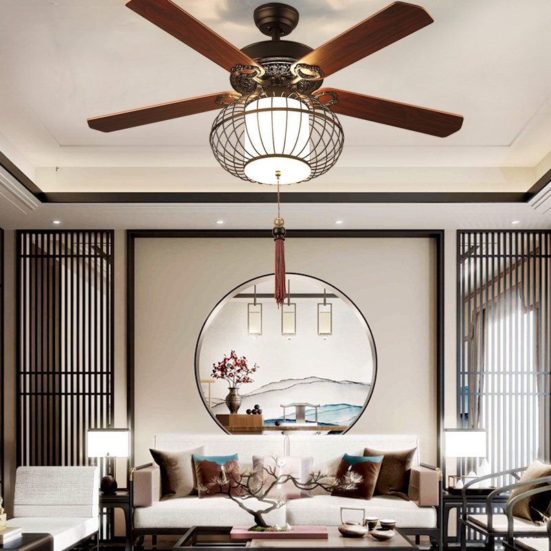 新中式风扇灯 餐厅吊扇灯中国风禅意复古茶室民宿风扇吊灯电扇灯
