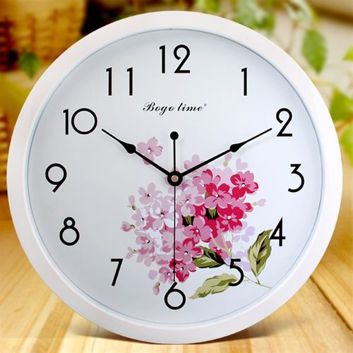 田园创意家居静音挂钟时尚塑胶客厅挂表