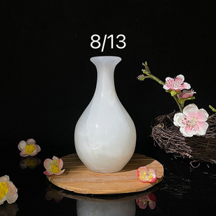 深圳天然玉石花瓶玄关酒柜观音摆件供奉送领导办公室桌面装饰玉瓶