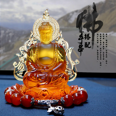汽车摆件双面观音车载车内饰品琉璃菩萨佛像创意高档车上装饰用品