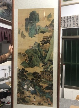 仇英桃源仙境图画心国画工笔山水人物画高清复制66.7X175cm原大