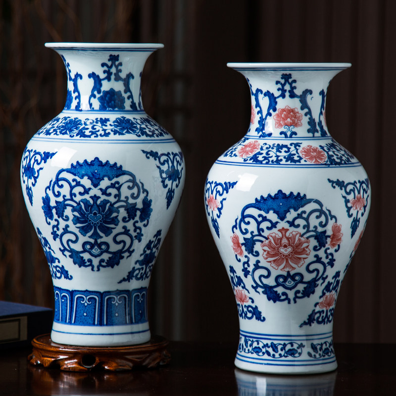 景德镇陶瓷器花瓶摆件仿古青花瓷插花器中式家居客厅玄关装饰礼品,家居饰品,花瓶,淘宝优惠券,粉丝福利购,淘宝优惠卷