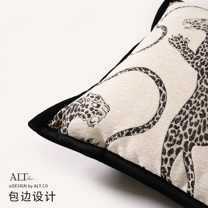 高端沙发抱枕套不含芯客厅轻奢高级感黑白豹纹靠枕头飘窗靠垫靠背