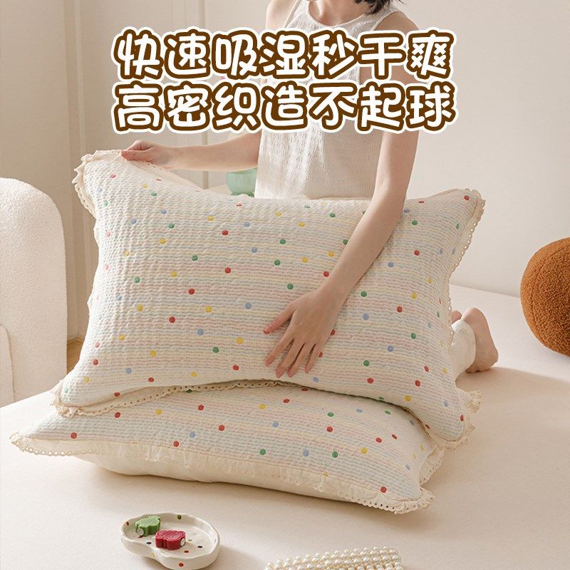 新款韩式全棉纱布枕套家用纯棉枕头套一对装成人款枕头枕芯内胆套