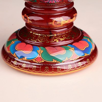 手摇转金轮底座密宗实木摆件底座西藏转金桶筒底座西藏手摇底座