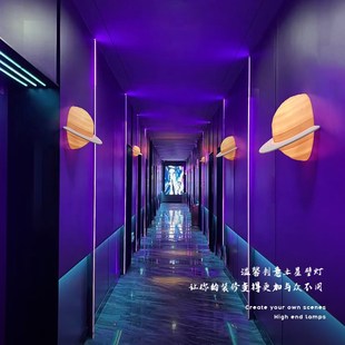 半圆星球壁灯磁吸充电感应卧室楼梯玄关壁挂创意土星包豪斯墙壁灯